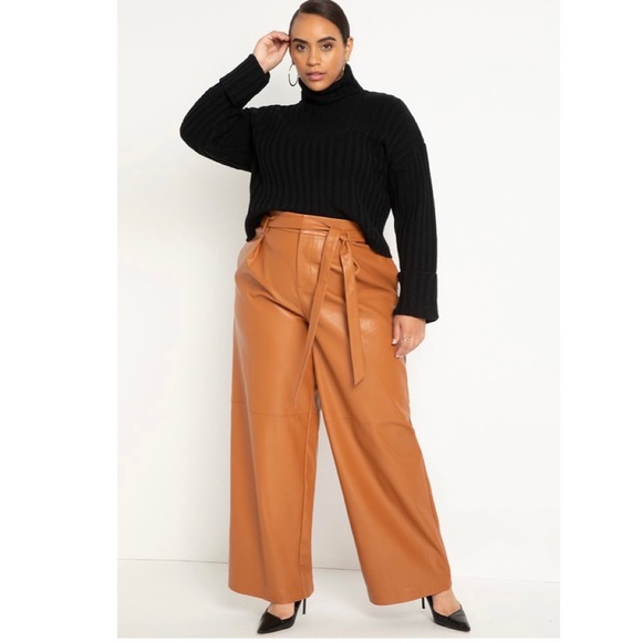 Wide Leg Faux Leather Pants 